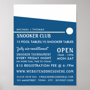 Cue Ball, Pool Club, Snooker Club Adverteren Poster