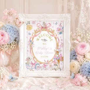 Cue Bosdieren Meisje Baby Shower Welkom Poster