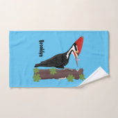 Cue drôle Pileated woodpecker dessin d'illustratio (Serviette à main)