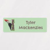 Cue Funny Pileated specht cartoon gepersonaliseerd Labels (Design 2)