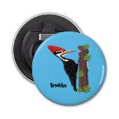 Cue grappige illustratie van de cartoon van pileaa button flesopener (Voorkant)