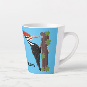 Cue grappige illustratie van de cartoon van pileaa latte mok