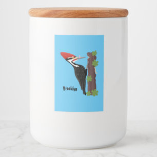 Cue grappige illustratie van de cartoon van pileaa voedselcontainer etiket