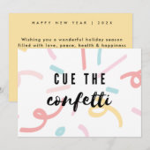 CUE LA CONFETTI | Carte de voeux pour le Nouvel An (Devant / Derrière)