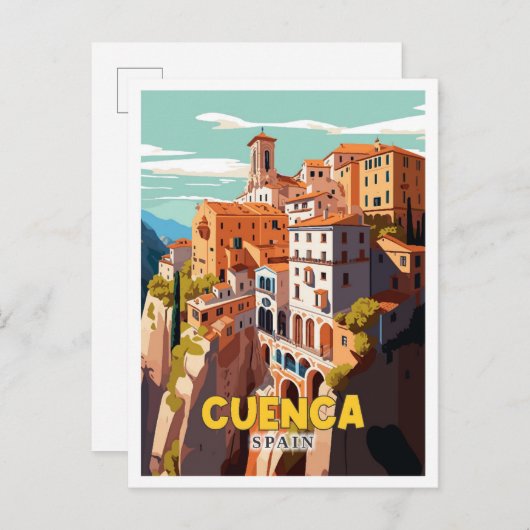 Cuenca Spanje vintage reisillustratie Briefkaart (Voorkant / Achterkant)