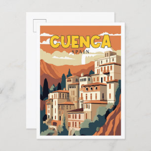 Cuenca Spanje vintage reisillustratie Briefkaart