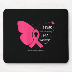 Cuene 1 Year Breast Cancer Free Pink Survivor Gift Muismat