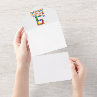 Cuene 6th Birthday Gift 6 Years Old Block Building All In One Uitnodiging