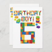 Cuene 6th Birthday Gift 6 Years Old Block Building Kaart (Voorkant / Achterkant)