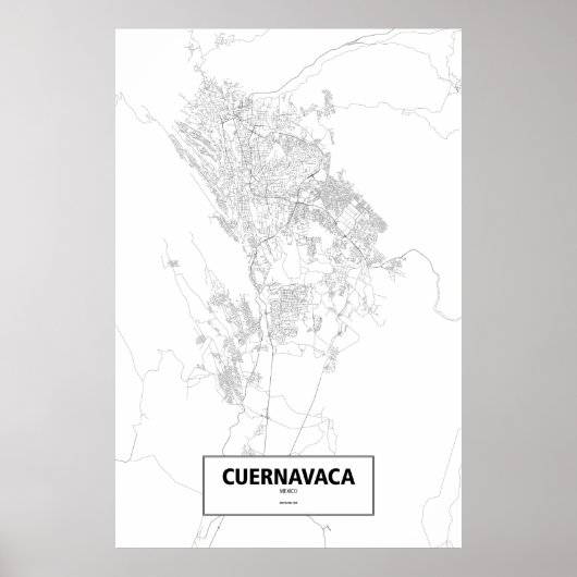 Cuernavaca, Mexico (zwart op wit) Poster (Voorkant)