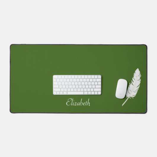 Cuir blanc cygne & Calligraphie de script sur vert (Clavier et souris)