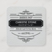 Cuir blanc luxueux Imprimer Barber Étiquette rétro (Devant)