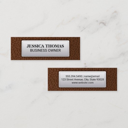 Cuir Brown | Étiquette à pointes en cuir (Devant / Derrière)