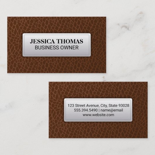 Cuir Brown | Étiquette à pointes en cuir (Devant / Derrière)