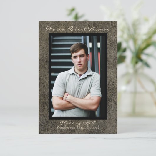 Cuir Brown - Faire-part de 3x5 (Debout devant)