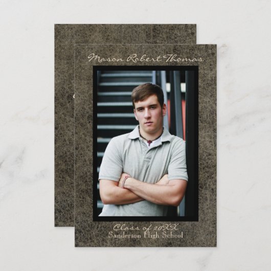 Cuir Brown - Faire-part de 3x5 (Devant / Derrière)