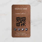 Cuir Brown - Médias sociaux Code QR Carte de visit (Devant)