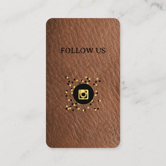 Cuir Brown - Médias sociaux Code QR Carte de visit (Dos)