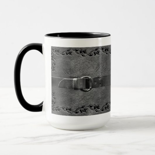 Cuir & Ceinture Mug café gris argent (Gauche)