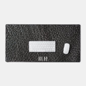 Cuir faux noir chic avec monogramme (Clavier et souris)