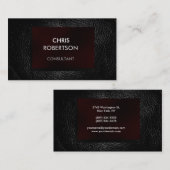 Cuir Gris Simple Carte de Visite Rouge Attrayante (Devant / Derrière)