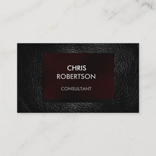 Cuir Gris Simple Carte de Visite Rouge Attrayante (Devant)