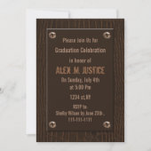 cuir marron classe Graduation party Invitation (Devant)