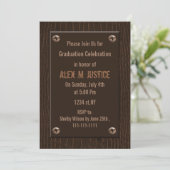 cuir marron classe Graduation party Invitation (Debout devant)