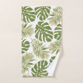 Cuir moderne marron et vert feuilles tropicaux (Serviette à main)