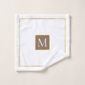 Cuir moderne marron et vert feuilles tropicaux (Gant de toilette)