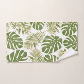 Cuir moderne marron et vert feuilles tropicaux (Serviette à main)