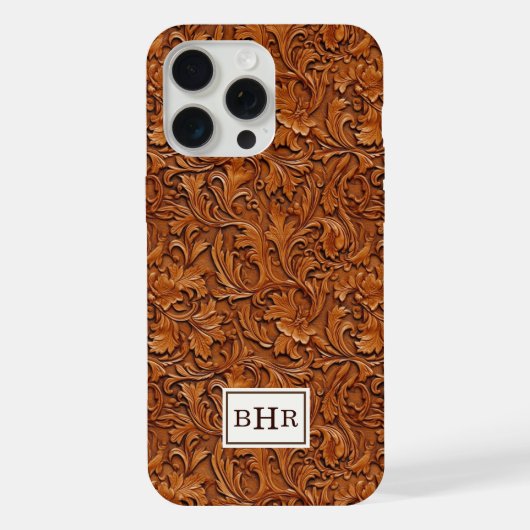 Cuir Monogrammé Brun Outilé (Verso)