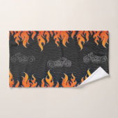 Cuir noir flammes orange feu chaud moto (Serviette à main)