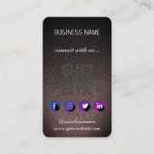 Cuir noir -Social Media QR Code Carte de visite (Devant)