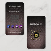 Cuir noir -Social Media QR Code Carte de visite (Devant / Derrière)