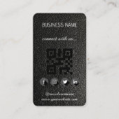 Cuir noir -Social Media QR Code Carte de visite (Devant)