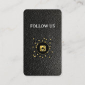 Cuir noir -Social Media QR Code Carte de visite (Dos)
