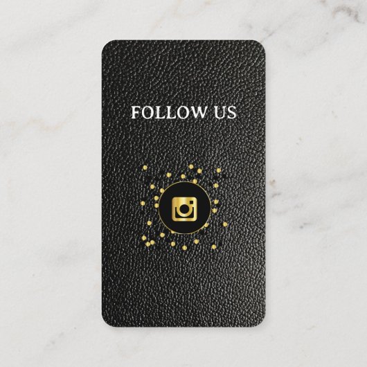 Cuir noir -Social Media QR Code Carte de visite (Dos)