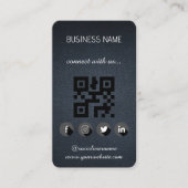 Cuir noir -Social Media QR Code Carte de visite (Devant)