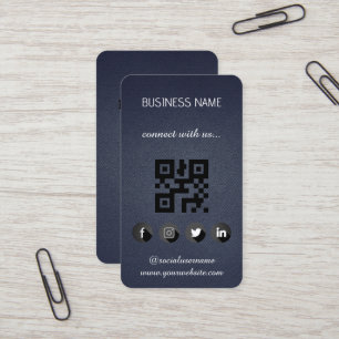 Cuir noir -Social Media QR Code Carte de visite