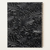 Cuir noir vintage orné monogrammé au nom (Dos)