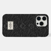 Cuir Outilé Noir Vintage Monogrammé (Verso Horizontal)