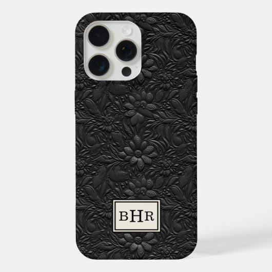 Cuir Outilé Noir Vintage Monogrammé (Verso)