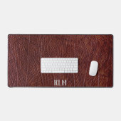 Cuir rouge faux chic avec monogramme (Clavier et souris)