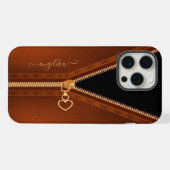 Cuir Simulé Zip à Coeur (Verso Horizontal)