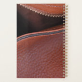 Cuir synthétique marron dézippé avec initiales (Dos)