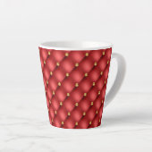 Cuir Tuffé Diamant Doré Luxe Mug Latte Rouge (Angle droit)