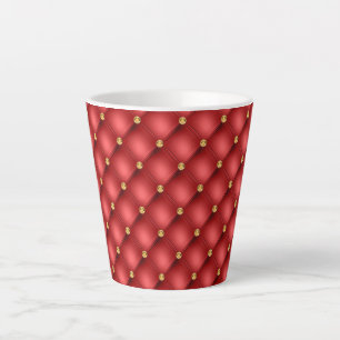 Cuir Tuffé Diamant Doré Luxe Mug Latte Rouge