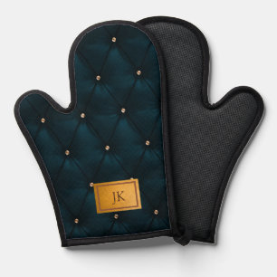 Cuir Vert Élégant, Diamants, Monogramme