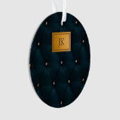 Cuir vert élégant, Diamants, Monogramme (devant)